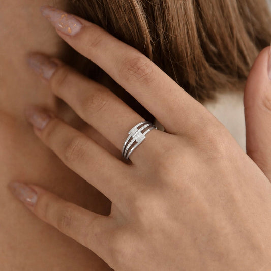 Layered Zirconia Ring — 925 Sterling Silver — 370