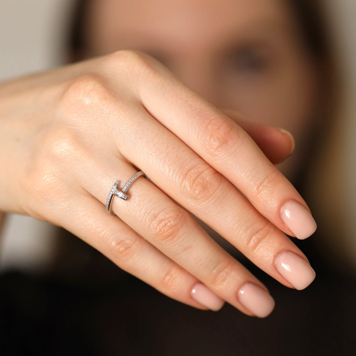 Zirconia Nail Ring — 925 Sterling Silver — 10745