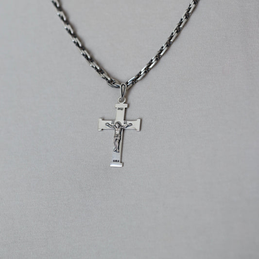 Broad Crucifix Cross in 925 sterling silver