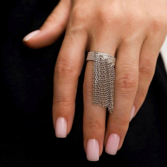 Chain-Link Statement Ring — 925 Sterling Silver — 2127