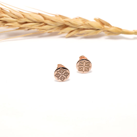 Gold-Plated Vyshyvanka Stud Earrings , 925 Silver , 590