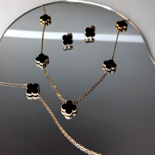 Luxury Gold-Plated Sterling Silver Jewelry Set with Black Onyx | Розкішний комплект прикрас зі срібла з позолотою та чорним оніксом |338