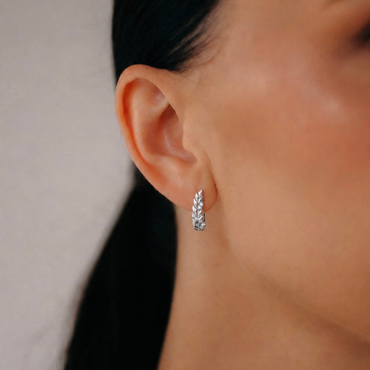 Elara Laurel Zirconia Earrings , 925 Silver , 842