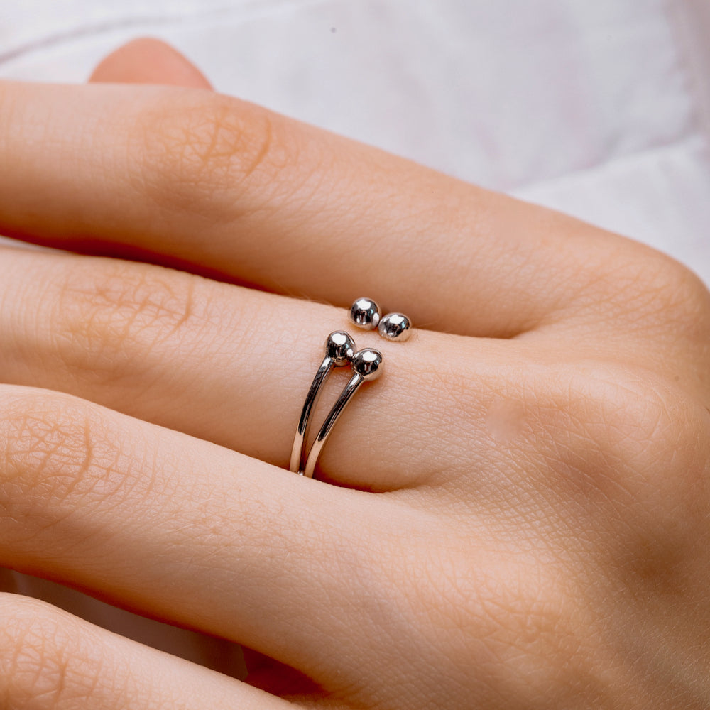 Silver Beaded Ring — 925 Sterling Silver — 2027 — image 2