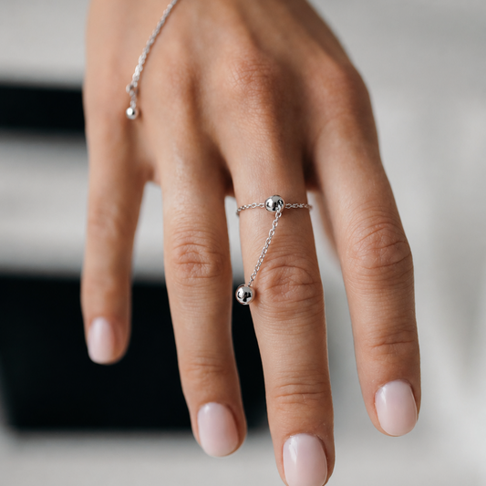 Adjustable Silver Ball Ring — 925 Sterling Silver — 720